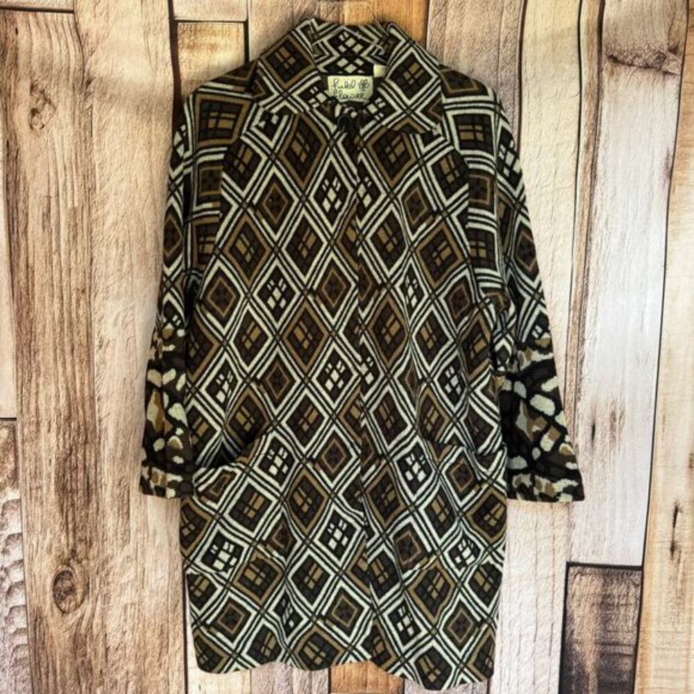 Anthropologie Field Flower Wool Sweater Jacket Coatigan Small Brown Fall Winter